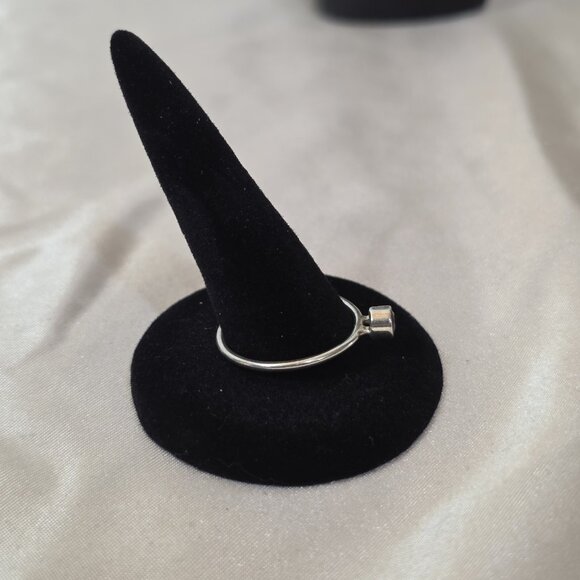 Sterling Silver Ring with Red Garnet – Minimalist Solitaire Size 8.75 - Picture 4 of 6